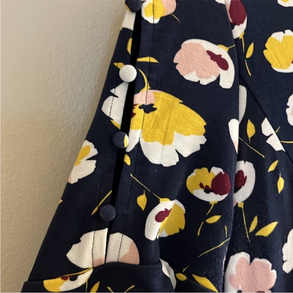 Boden Alexis Midi Knit Dress Navy Blue Mod Floral US 8 UK 12 - Picture 3 of 6